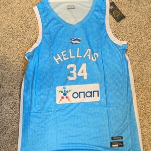Hellas #34 Basketball Jersey in Light Blue - Size XL